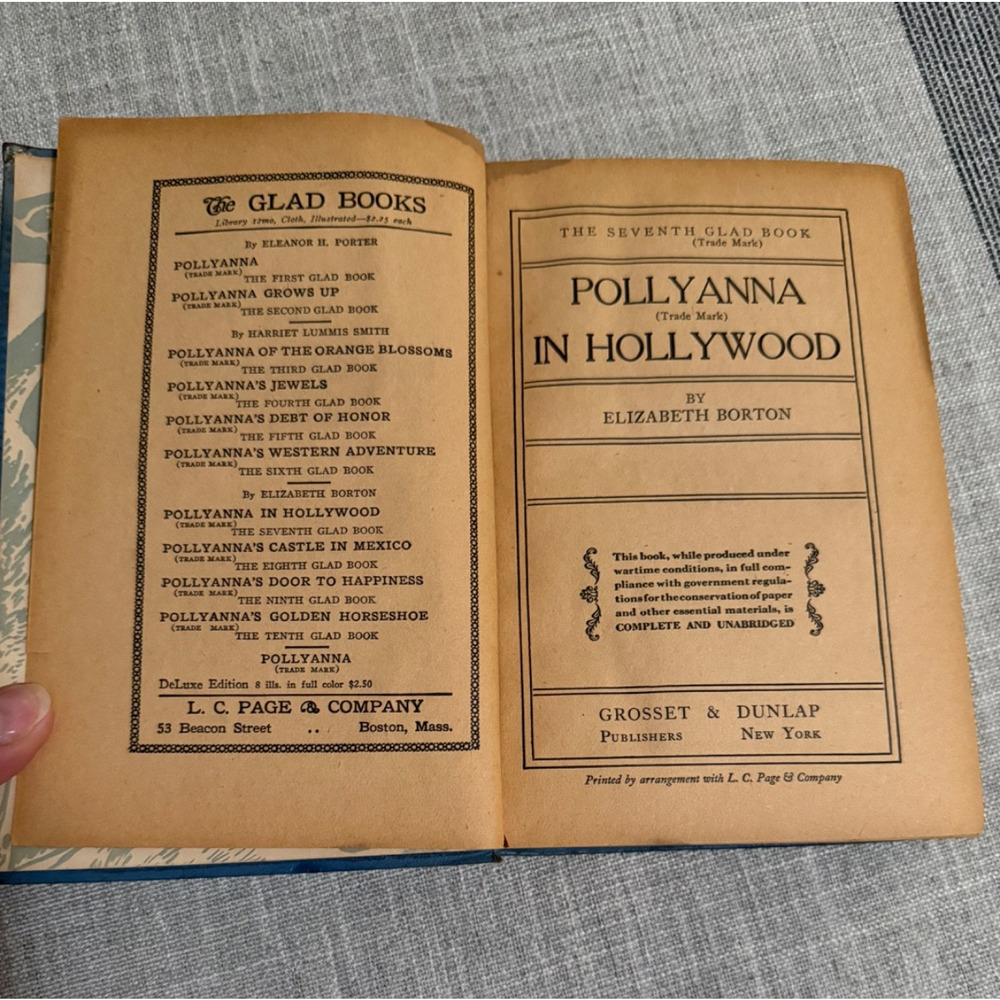 📘 Pollyanna in Hollywood by Elizabeth Borton – Vintage HC Book (Damaged / Water - Picture 6 of 7